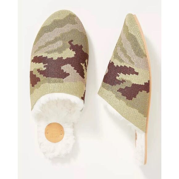 Anthropologie Far Away From Close Women’s Preston Camo Slippers Sz M/L Faux Fur - Picture 10 of 10